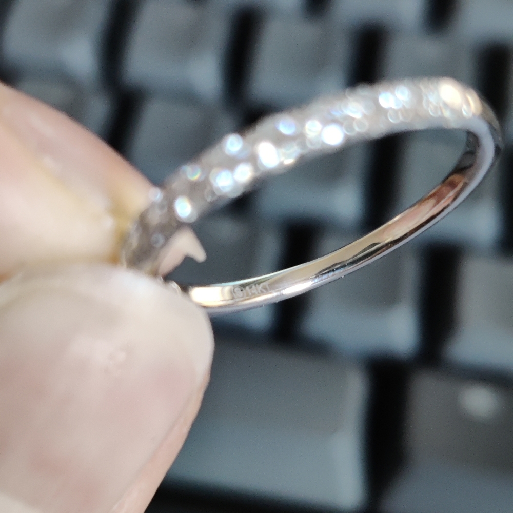 14K White Gold Half Eternity Wedding Band - Picture 3 of 7